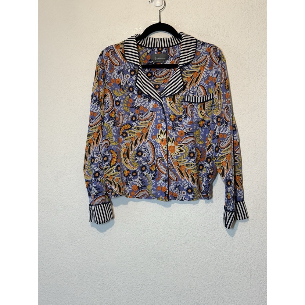 by Anthropologie Womens Paisley Stripe Pajama Top Size S Lounge Comfort